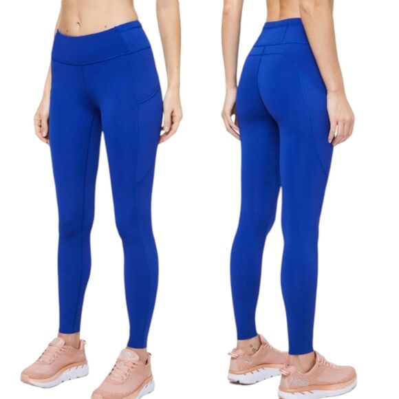 Lululemon Tights Womens 4 Blue Mid Rise Full Length Fast Free Athleisure Running - Picture 2 of 13